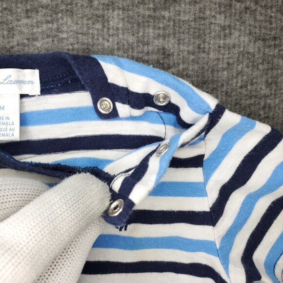 Ralph Lauren T-shirt Baby Boys 9M Months Blue White Short Sleeve Striped - Picture 2 of 9